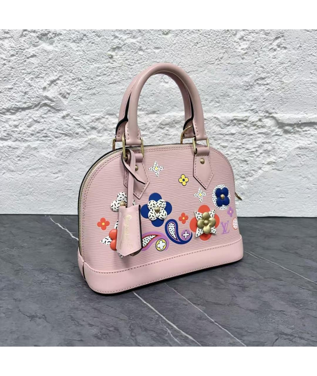 LOUIS VUITTON Розовая кожаная сумка с короткими ручками, фото 3