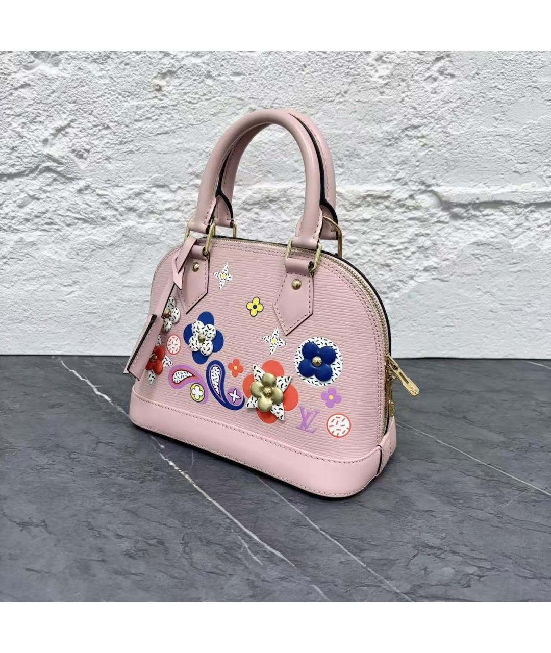 LOUIS VUITTON Розовая кожаная сумка с короткими ручками, фото 4