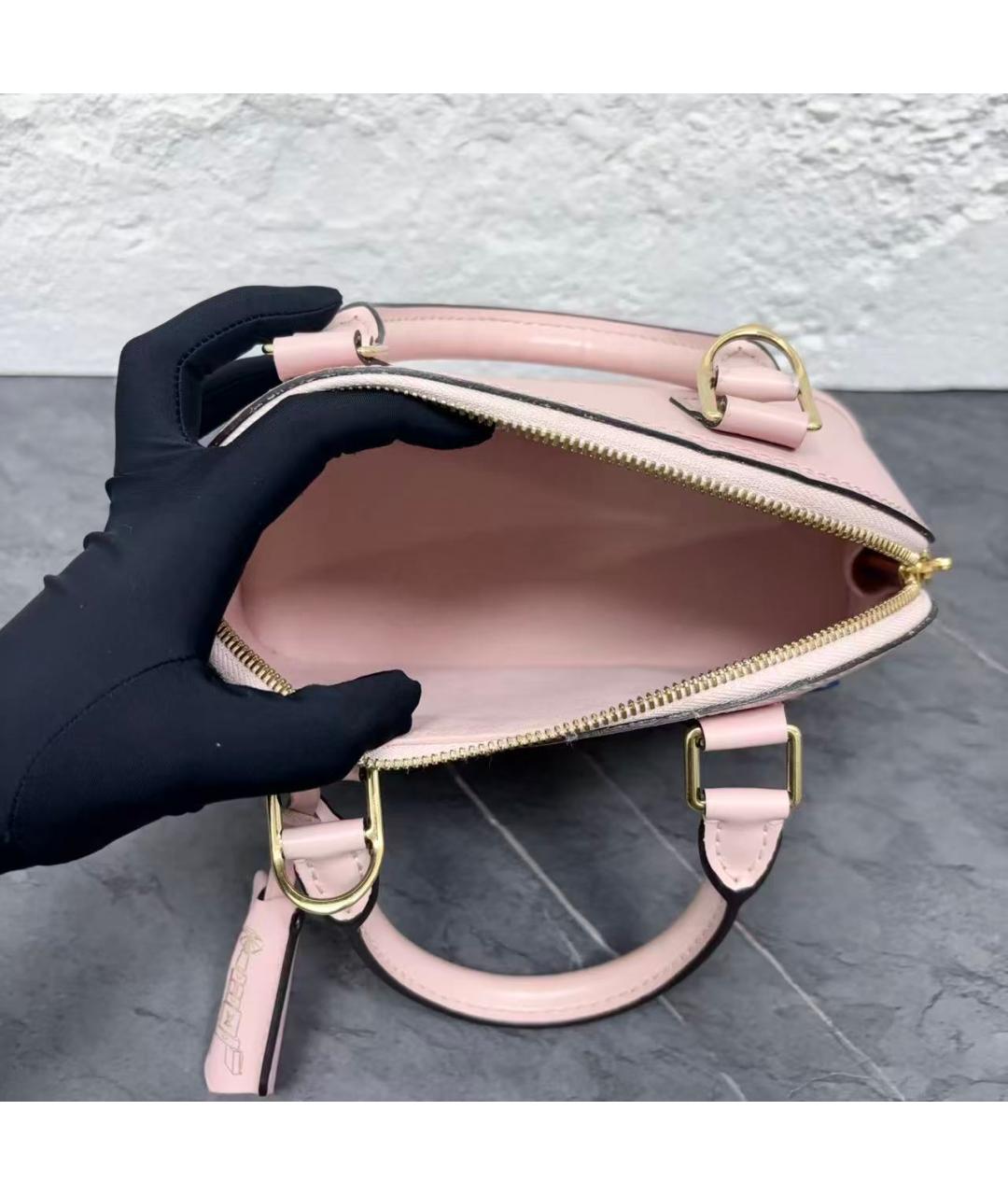 LOUIS VUITTON Розовая кожаная сумка с короткими ручками, фото 7