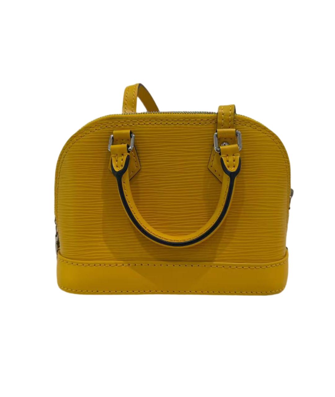 LOUIS VUITTON Желтая кожаная сумка с короткими ручками, фото 7