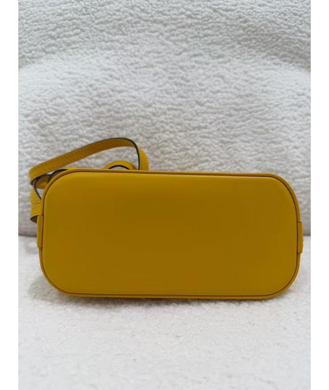 LOUIS VUITTON Желтая кожаная сумка с короткими ручками, фото 5