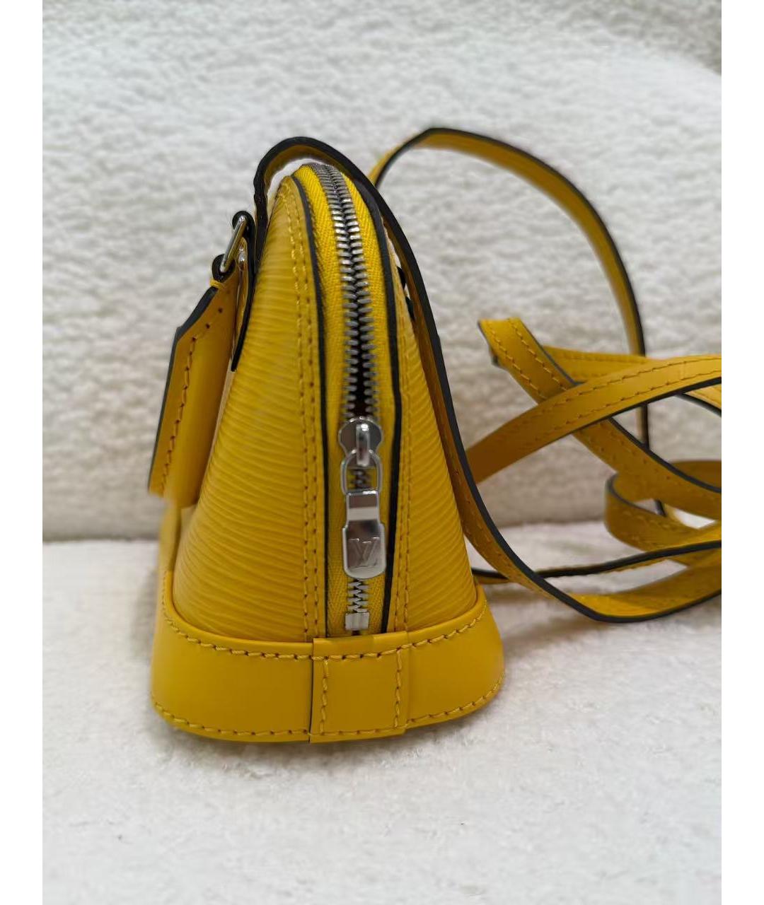 LOUIS VUITTON Желтая кожаная сумка с короткими ручками, фото 3