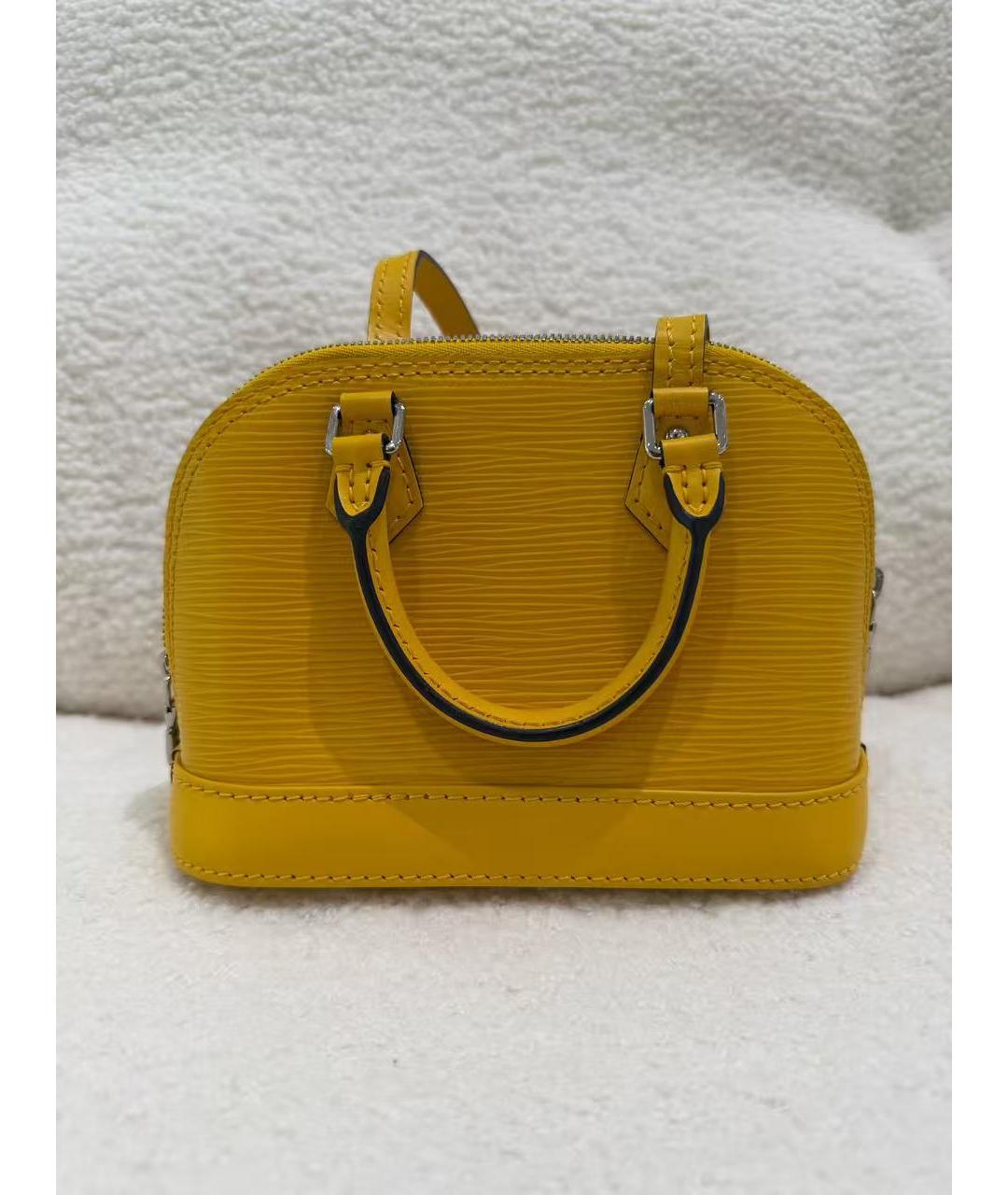 LOUIS VUITTON Желтая кожаная сумка с короткими ручками, фото 2