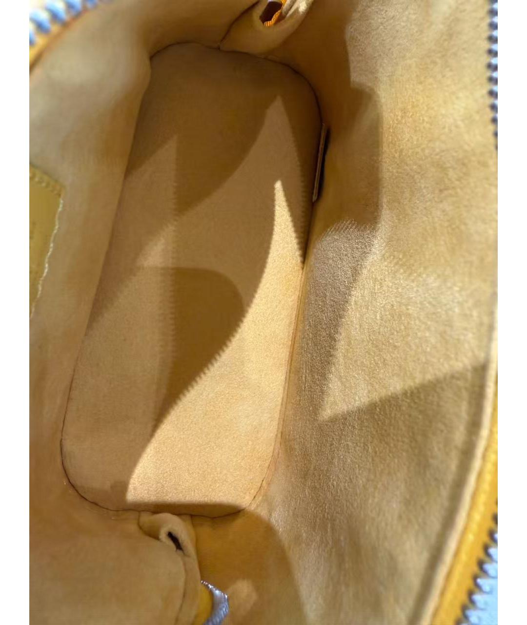 LOUIS VUITTON Желтая кожаная сумка с короткими ручками, фото 6