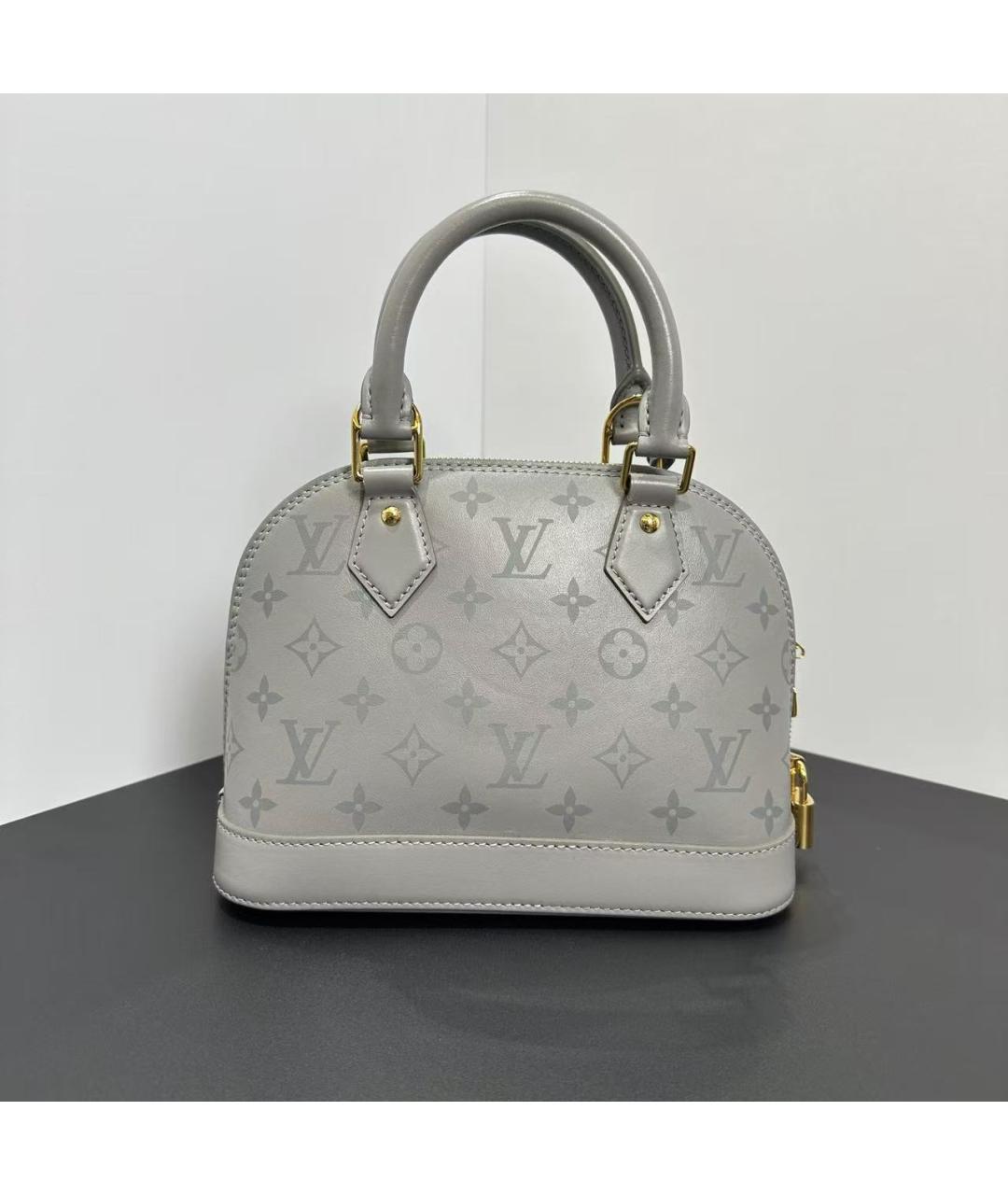 LOUIS VUITTON Серая кожаная сумка с короткими ручками, фото 5