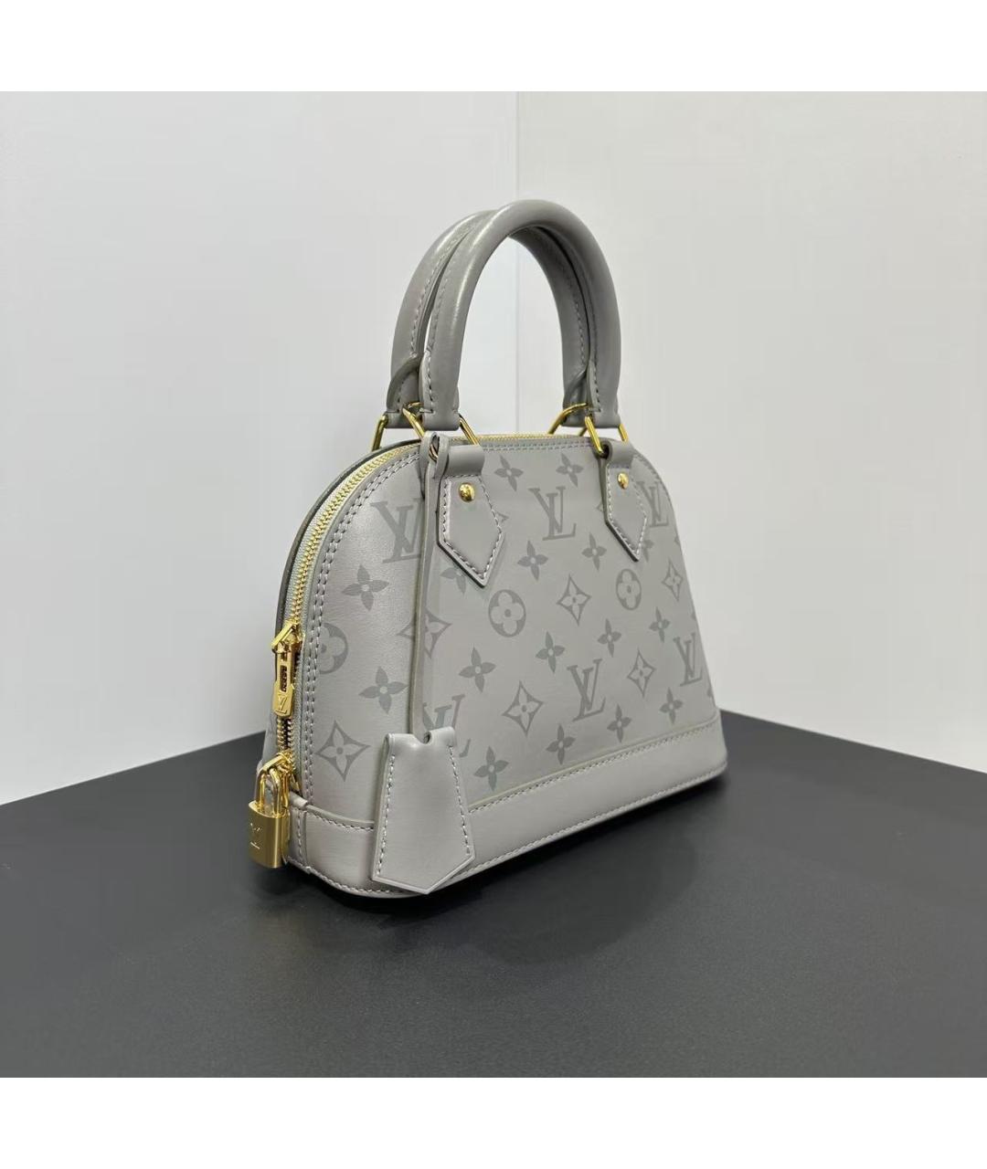 LOUIS VUITTON Серая кожаная сумка с короткими ручками, фото 4