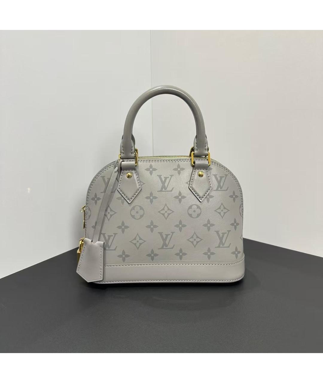 LOUIS VUITTON Серая кожаная сумка с короткими ручками, фото 3