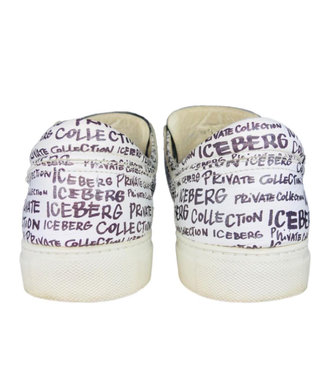 ICEBERG Белые кожаные низкие кроссовки / кеды, фото 4
