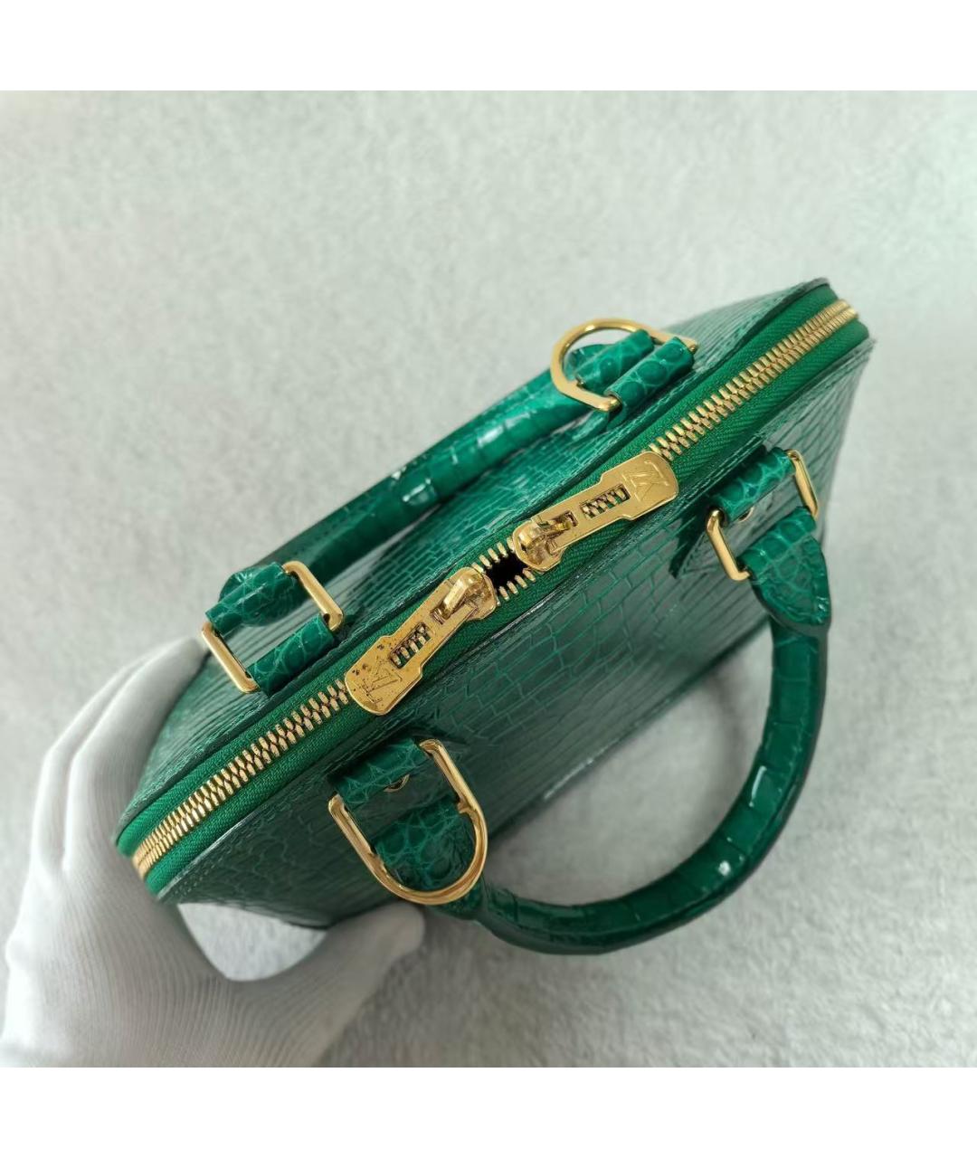LOUIS VUITTON Зеленая сумка с короткими ручками из экзотической кожи, фото 5