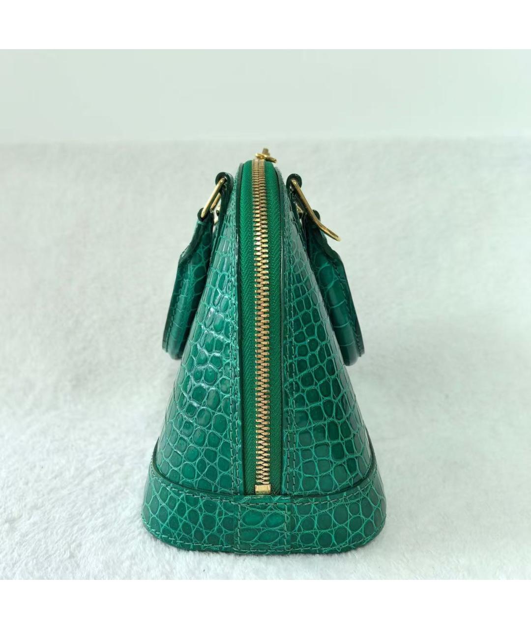 LOUIS VUITTON Зеленая сумка с короткими ручками из экзотической кожи, фото 4