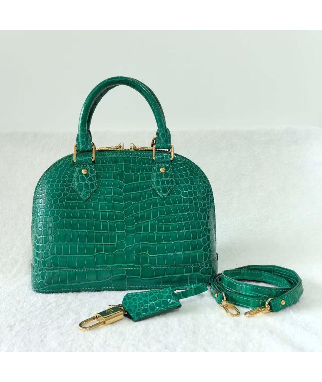 LOUIS VUITTON Зеленая сумка с короткими ручками из экзотической кожи, фото 2