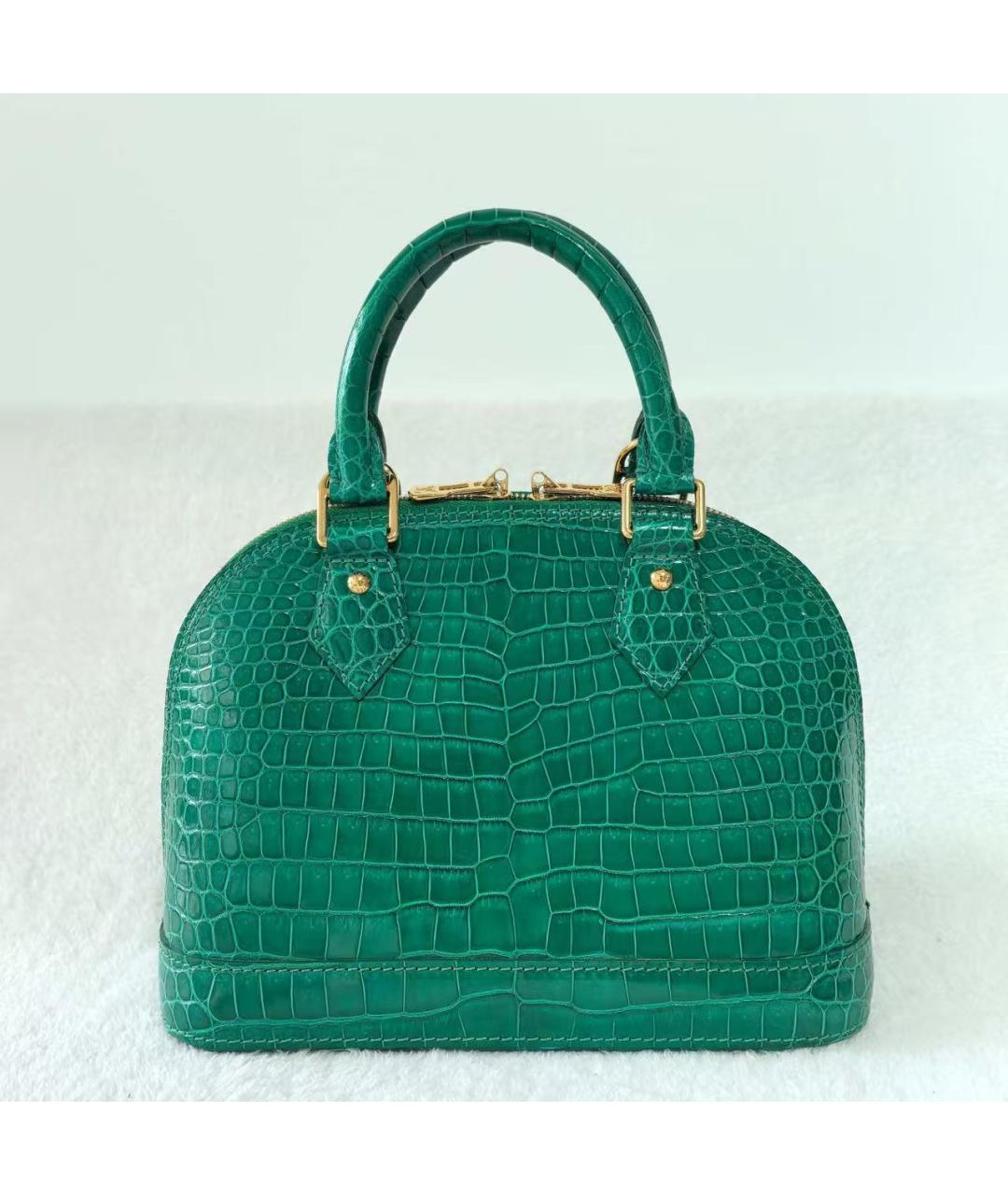 LOUIS VUITTON Зеленая сумка с короткими ручками из экзотической кожи, фото 3