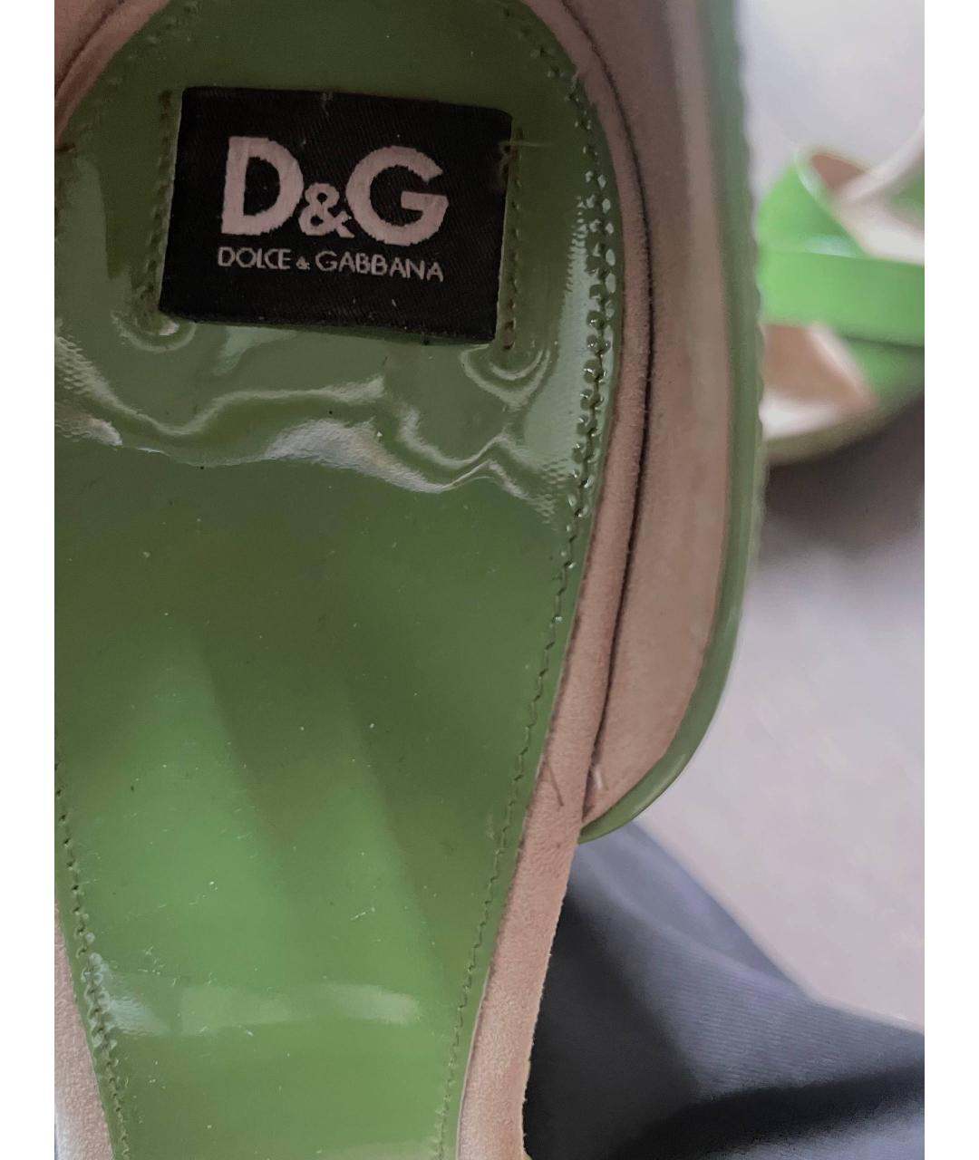 DOLCE&GABBANA Салатовые босоножки из лакированной кожи, фото 5