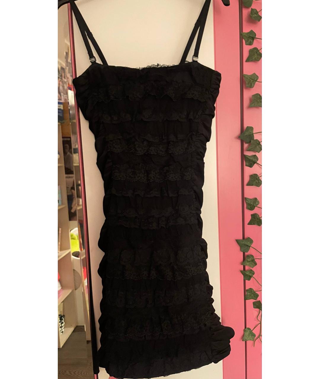 DOLCE&GABBANA Черное полиэстеровое коктейльное платье, фото 10