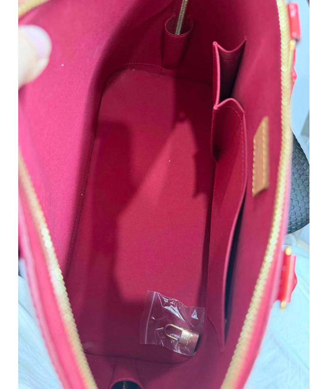 LOUIS VUITTON Красная кожаная сумка с короткими ручками, фото 6