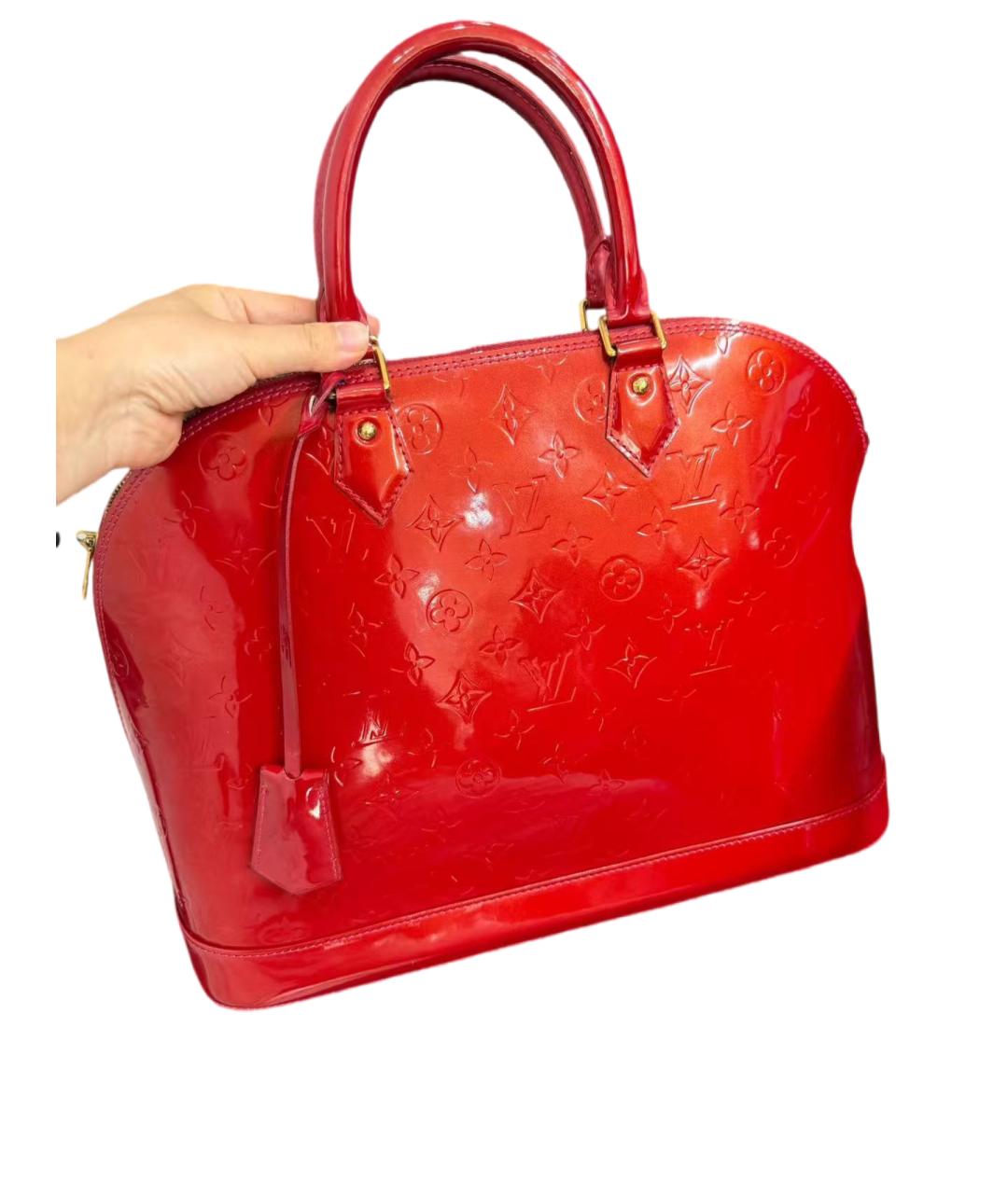 LOUIS VUITTON Красная кожаная сумка с короткими ручками, фото 7