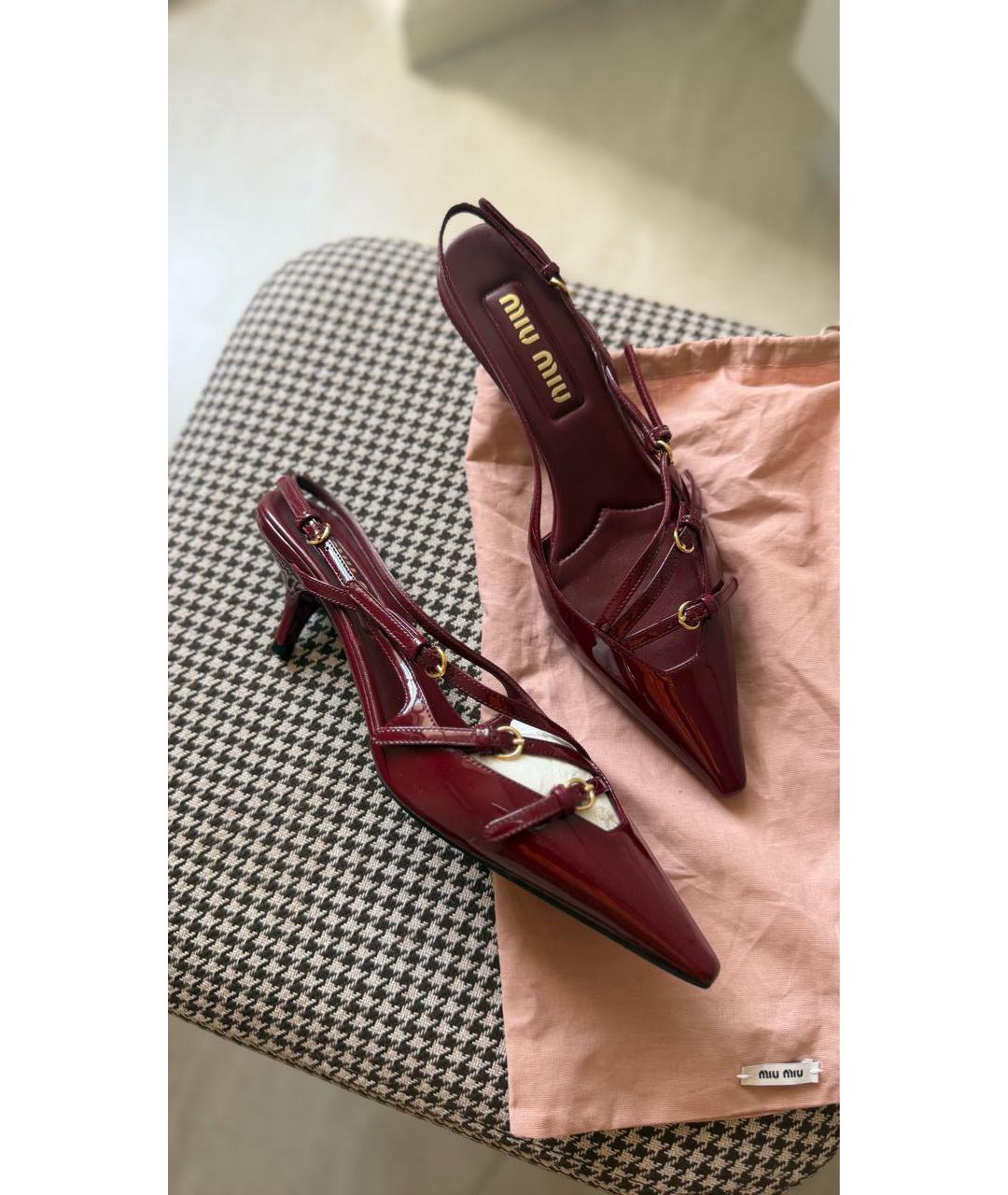 MIU MIU Бордовые туфли из лакированной кожи, фото 7
