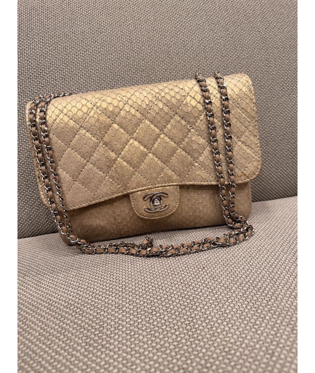 CHANEL Бежевая сумка через плечо из экзотической кожи, фото 6