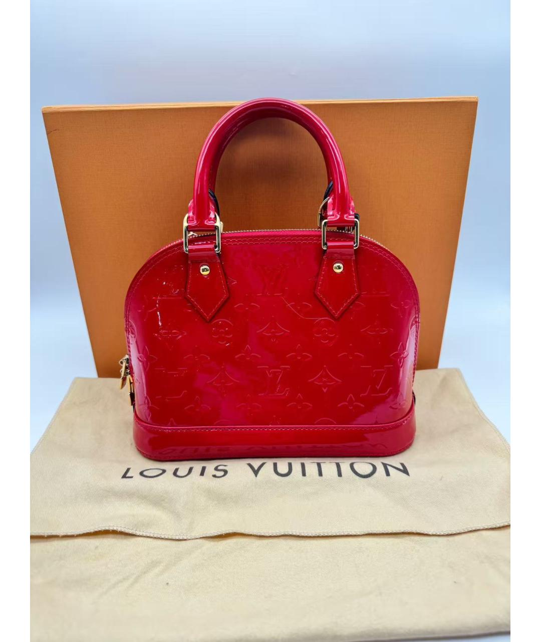 LOUIS VUITTON Красная кожаная сумка с короткими ручками, фото 3