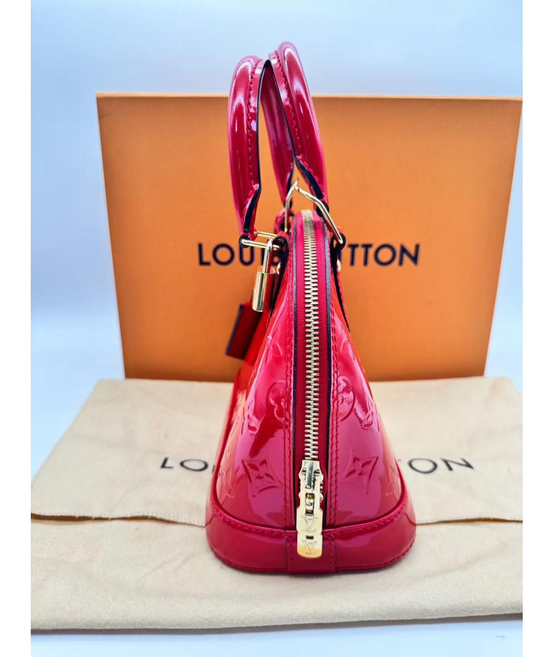LOUIS VUITTON Красная кожаная сумка с короткими ручками, фото 4