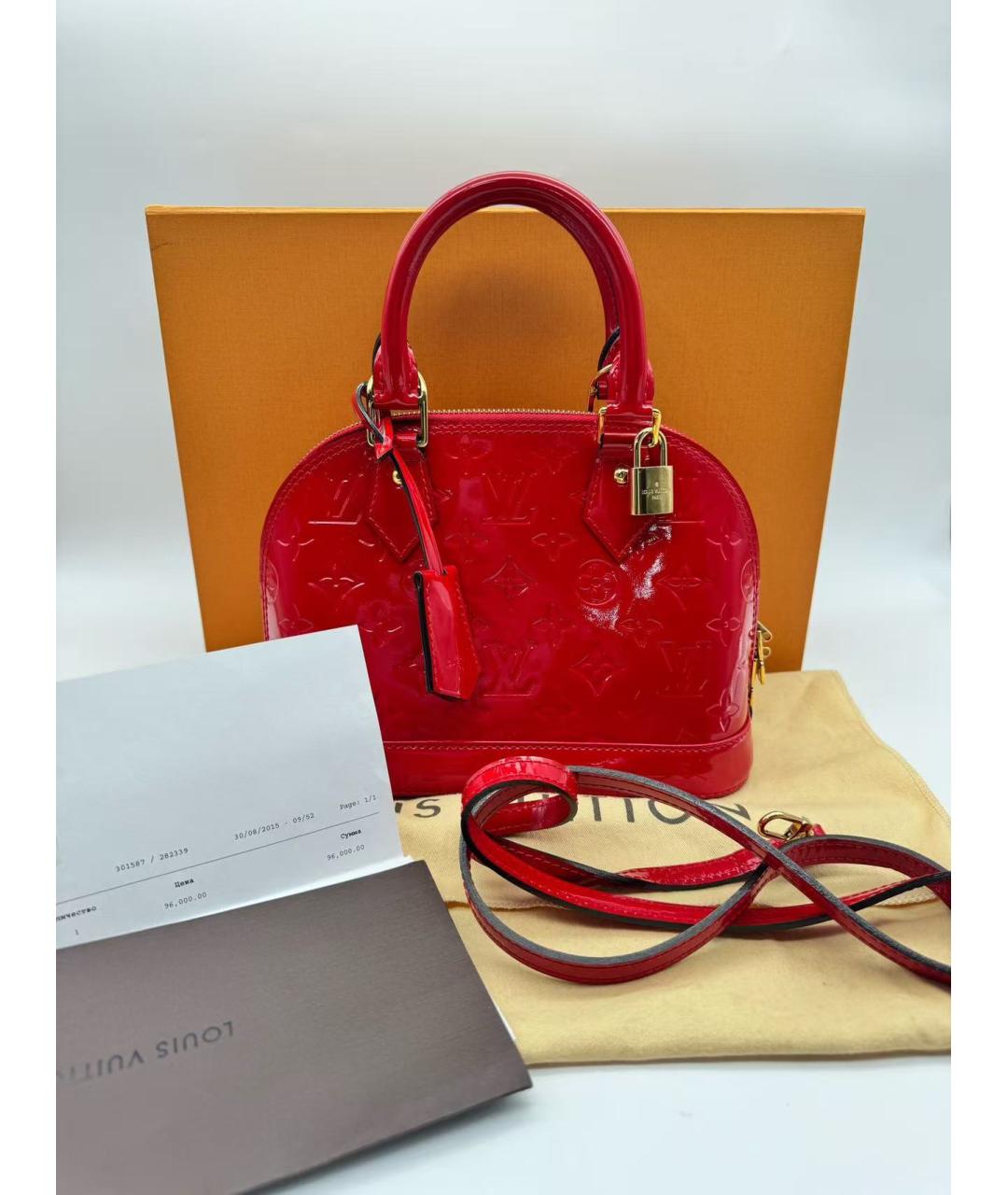 LOUIS VUITTON Красная кожаная сумка с короткими ручками, фото 2
