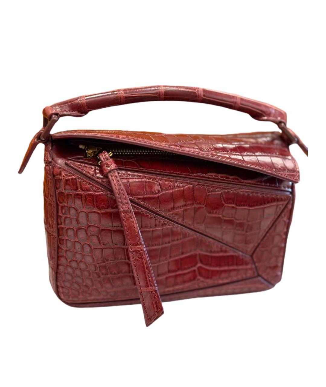 LOEWE Красная сумка с короткими ручками из экзотической кожи, фото 7