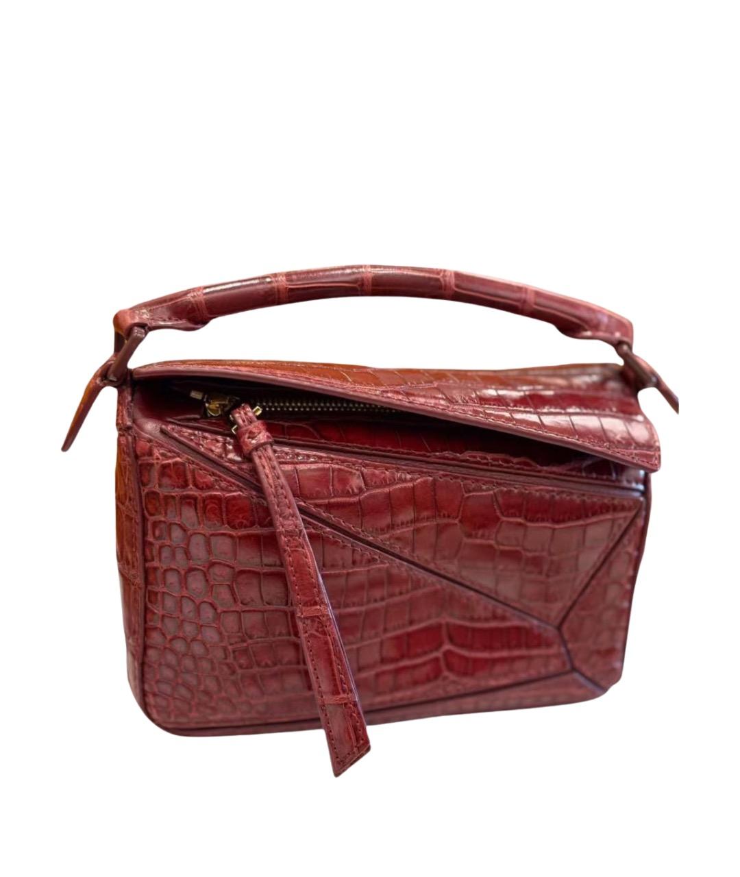 LOEWE Красная сумка с короткими ручками из экзотической кожи, фото 1
