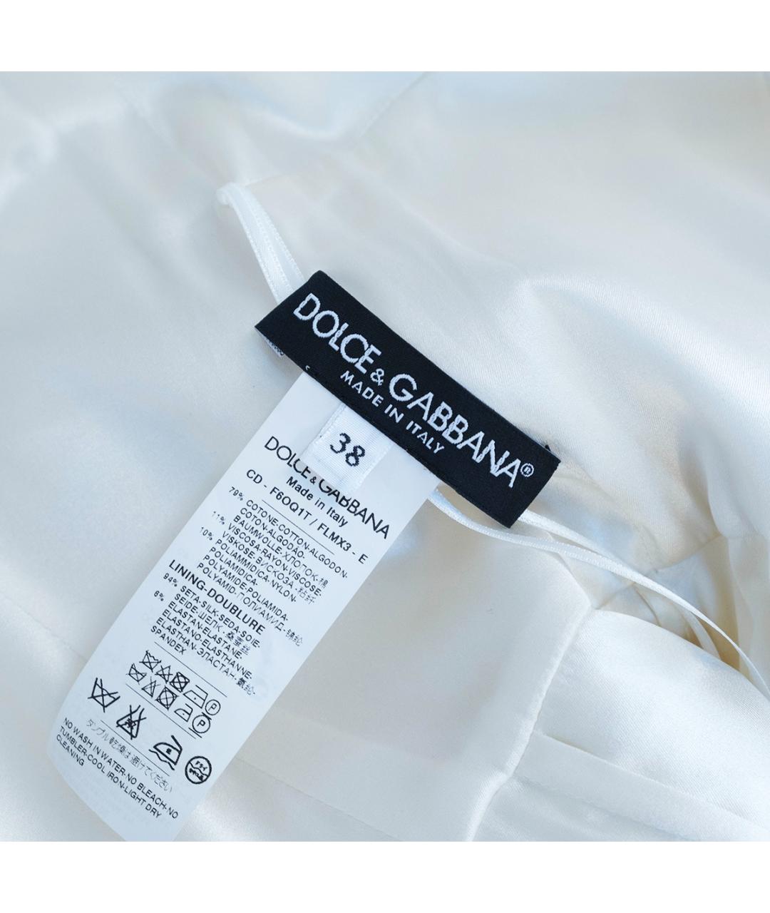 DOLCE&GABBANA Белое хлопковое повседневное платье, фото 6