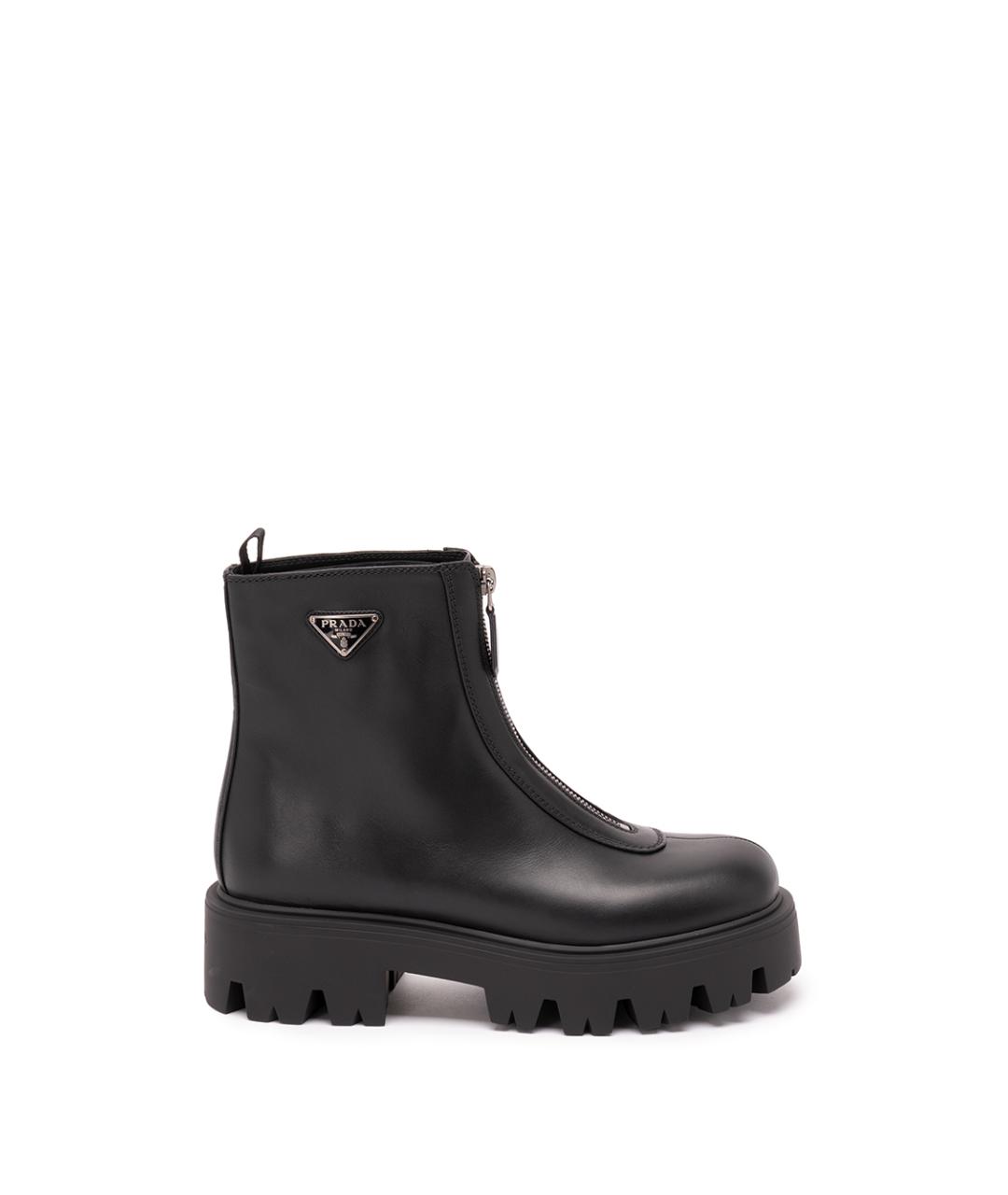 PRADA Черные кожаные ботинки, фото 1