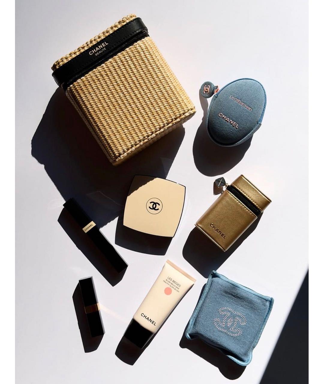 CHANEL BEAUTY Бежевая плетеная косметичка, фото 4