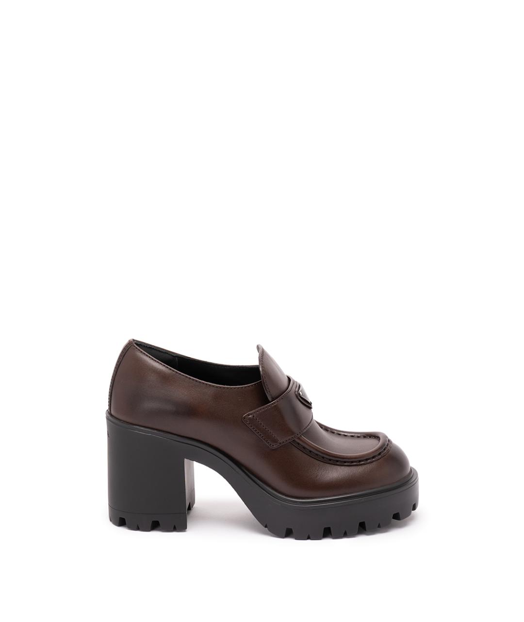 PRADA Коричневые кожаные лоферы, фото 1