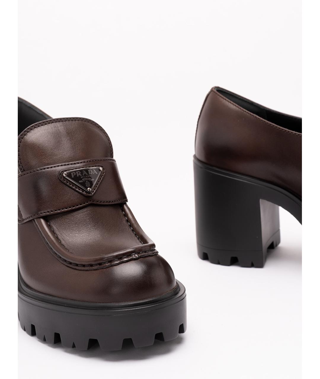 PRADA Коричневые кожаные лоферы, фото 5