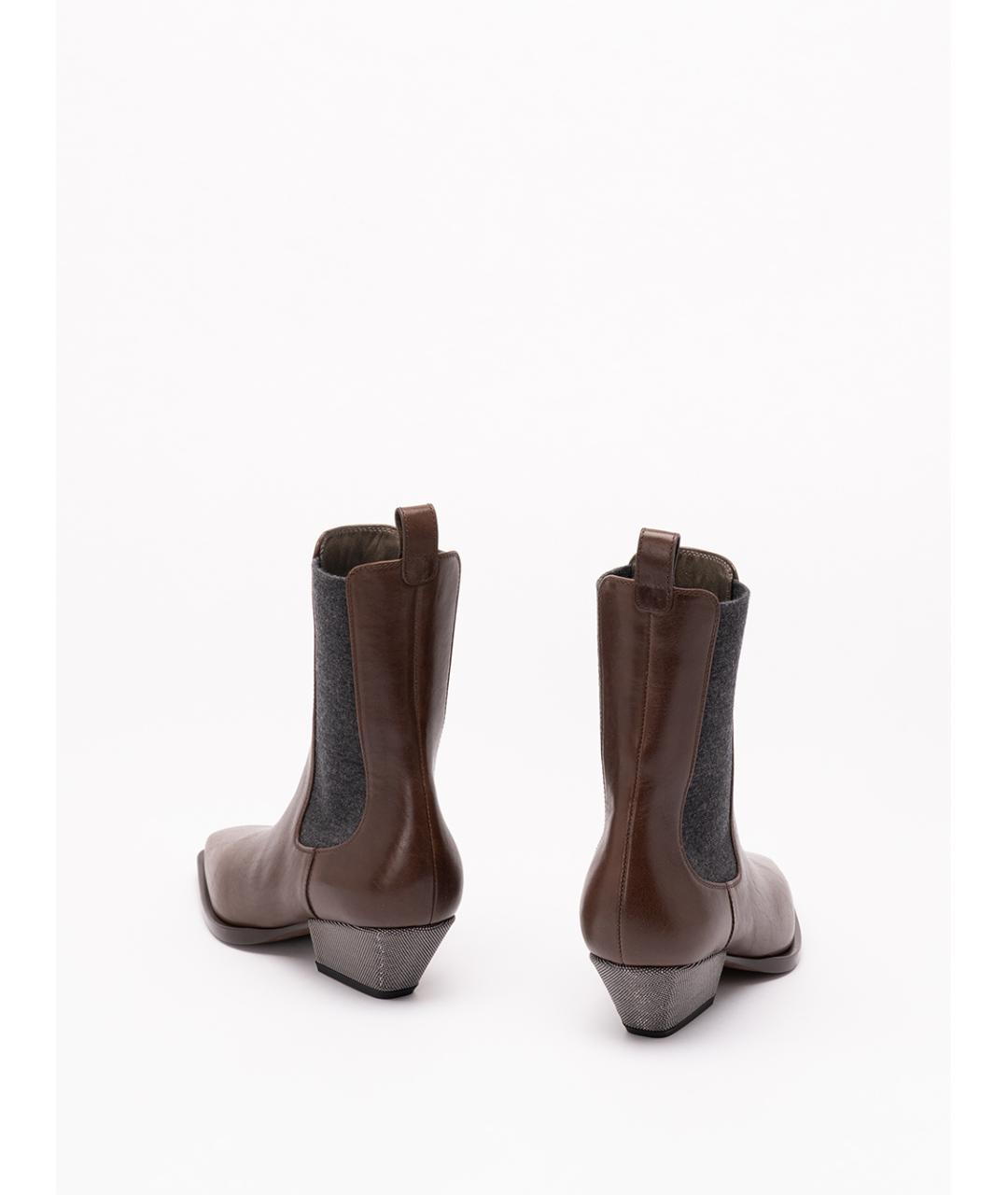BRUNELLO CUCINELLI Коричневые кожаные ботинки, фото 3