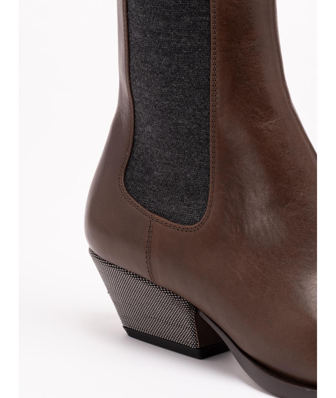 BRUNELLO CUCINELLI Коричневые кожаные ботинки, фото 5