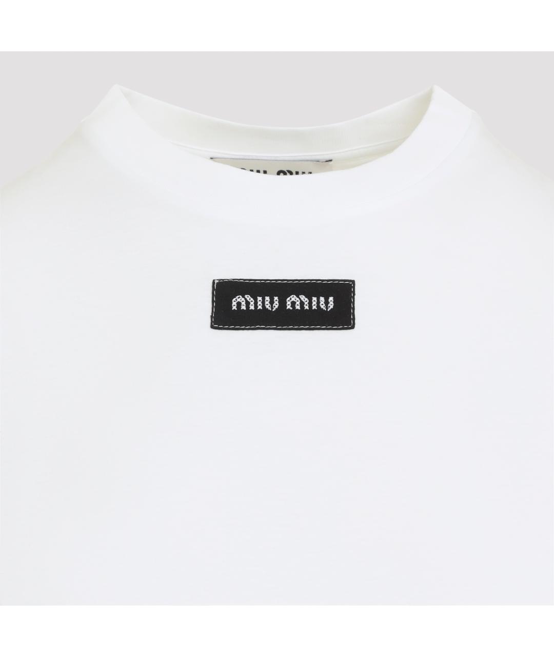 MIU MIU Белая хлопковая футболка, фото 4