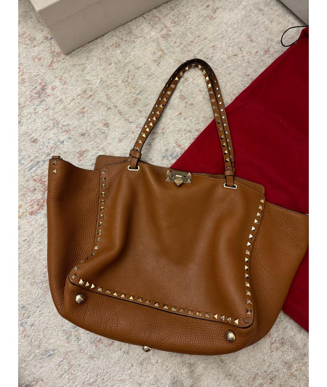 VALENTINO Коричневая кожаная сумка тоут, фото 6