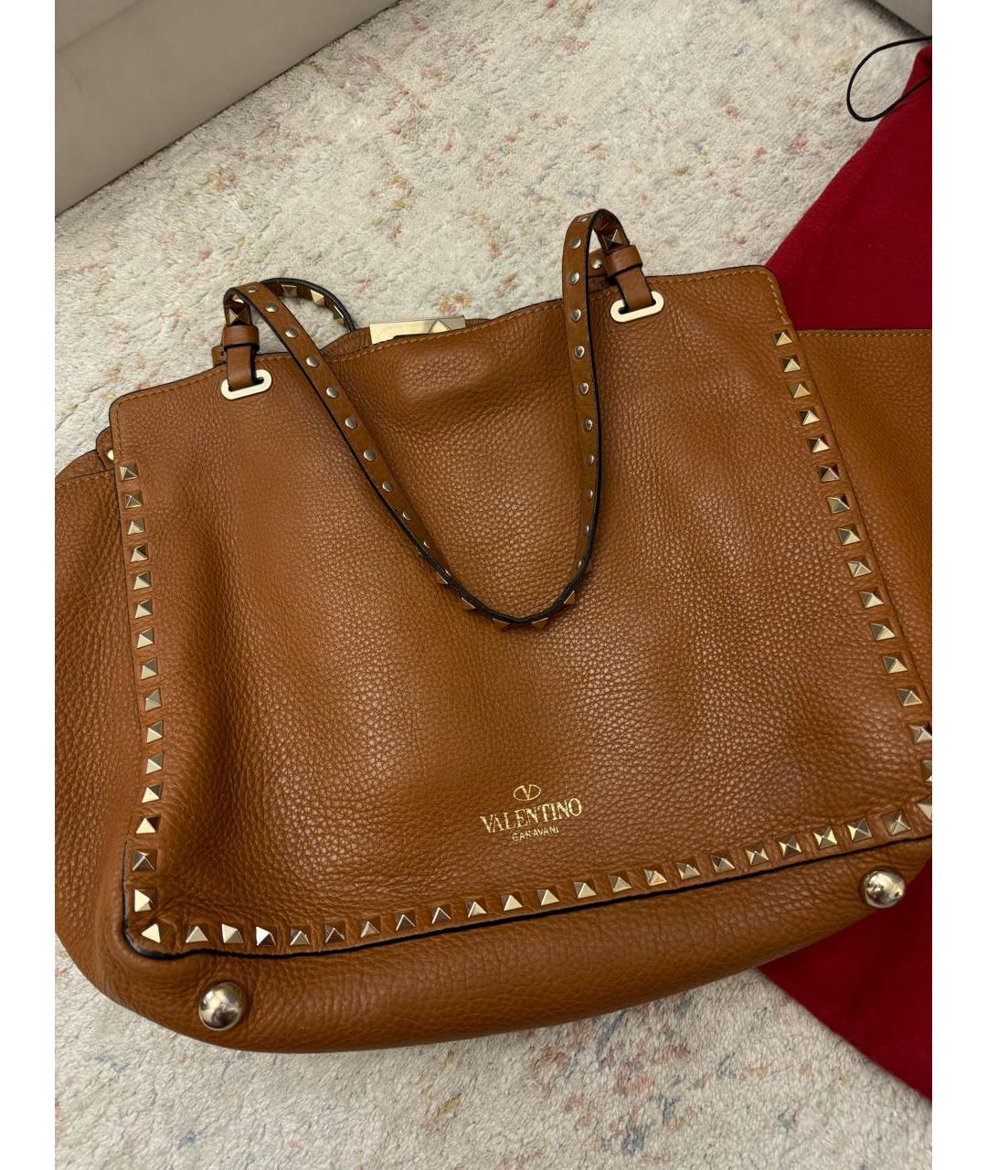 VALENTINO Коричневая кожаная сумка тоут, фото 7
