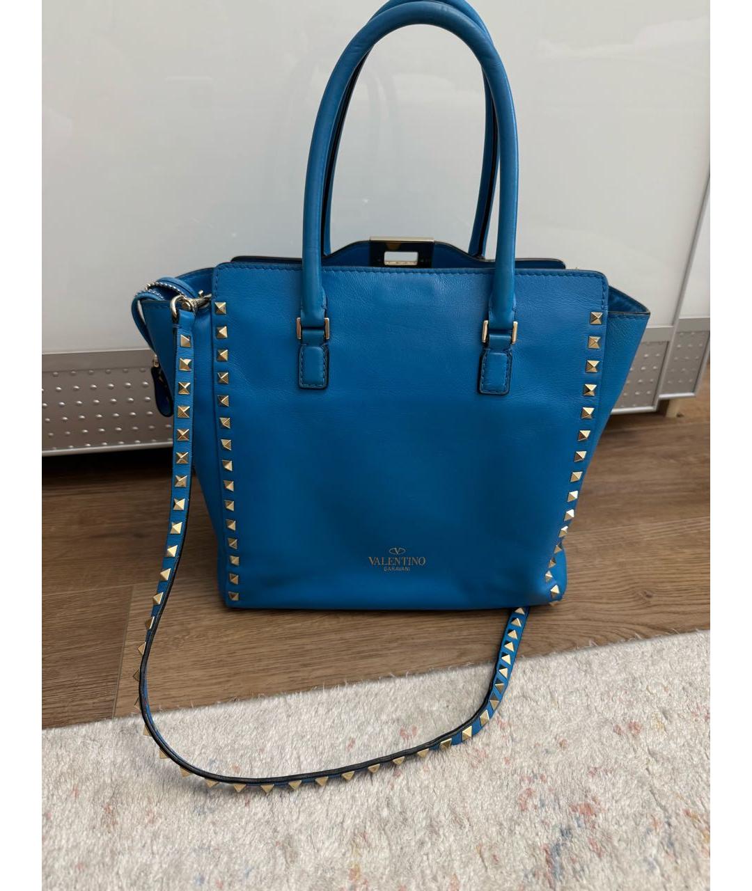 VALENTINO Синяя кожаная сумка тоут, фото 8