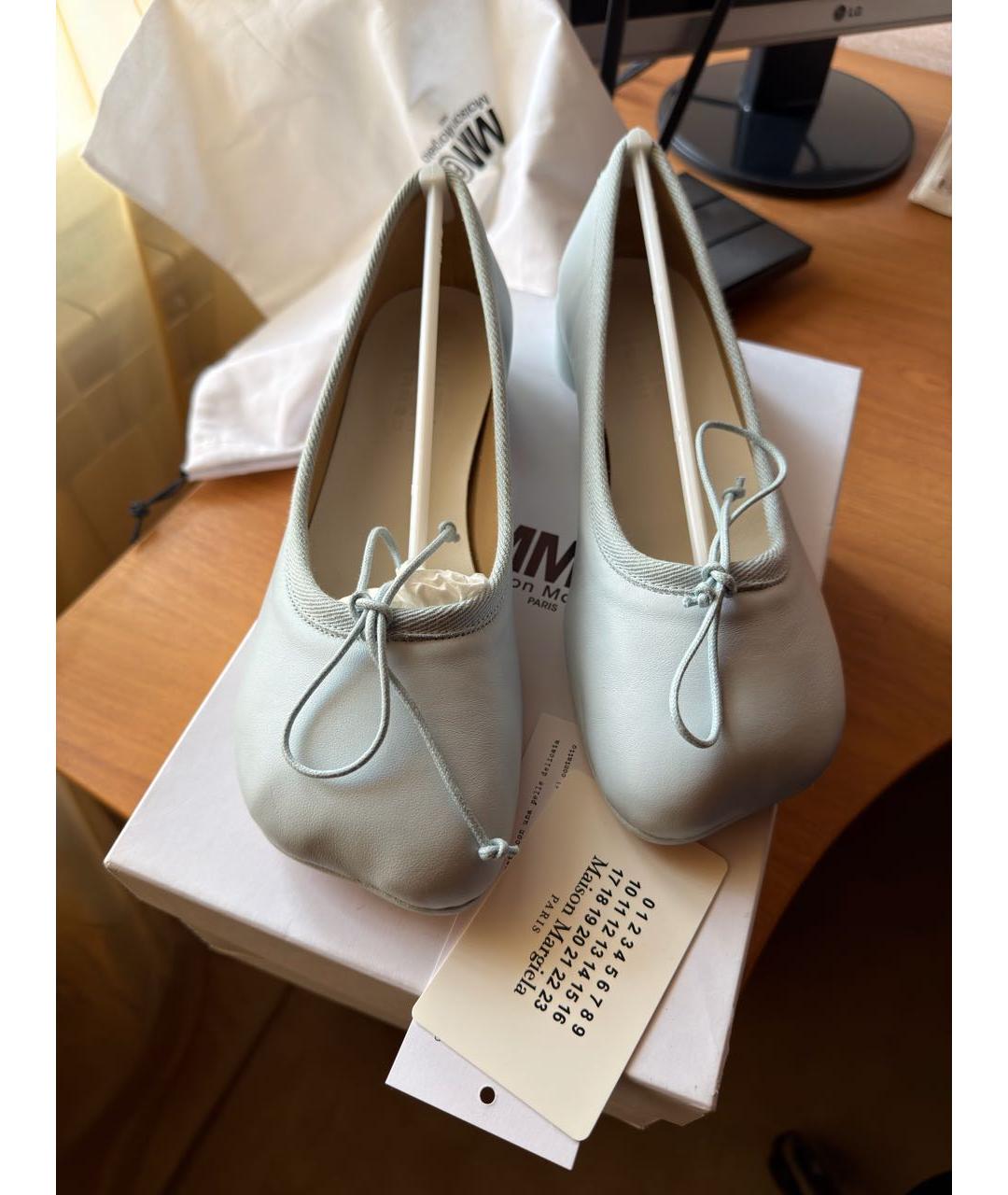 MM6 MAISON MARGIELA Голубые кожаные туфли, фото 8