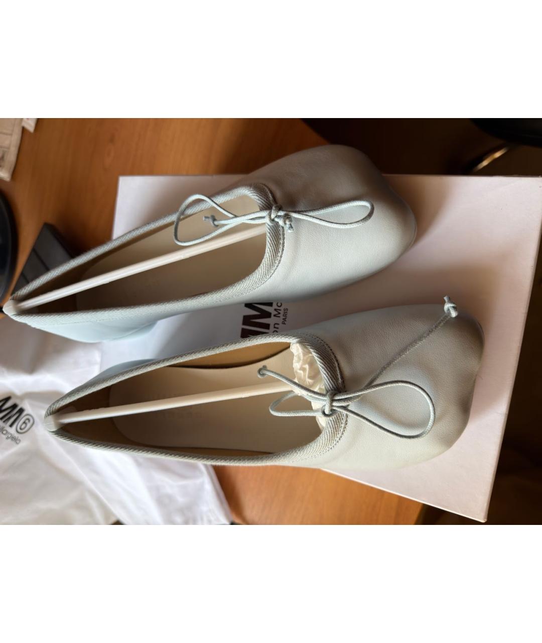 MM6 MAISON MARGIELA Голубые кожаные туфли, фото 6