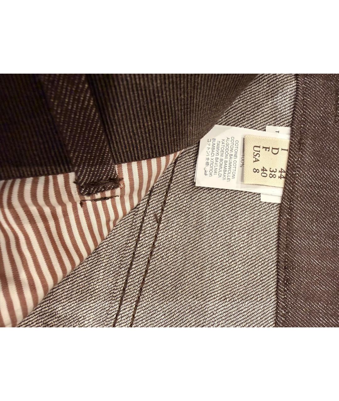 BRUNELLO CUCINELLI Коричневые хлопковые брюки широкие, фото 3