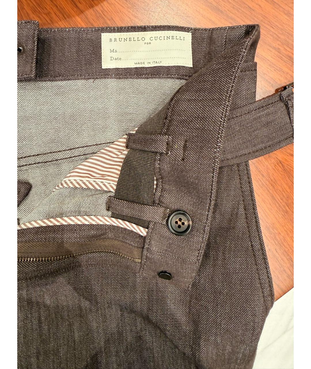 BRUNELLO CUCINELLI Коричневые хлопковые брюки широкие, фото 5