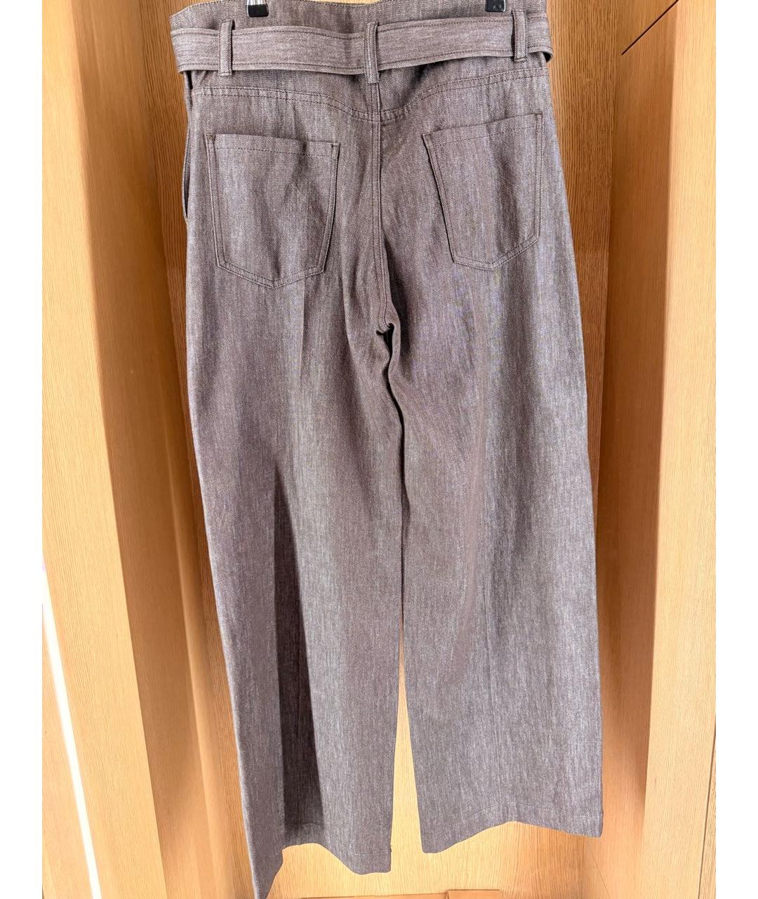 BRUNELLO CUCINELLI Коричневые хлопковые брюки широкие, фото 2