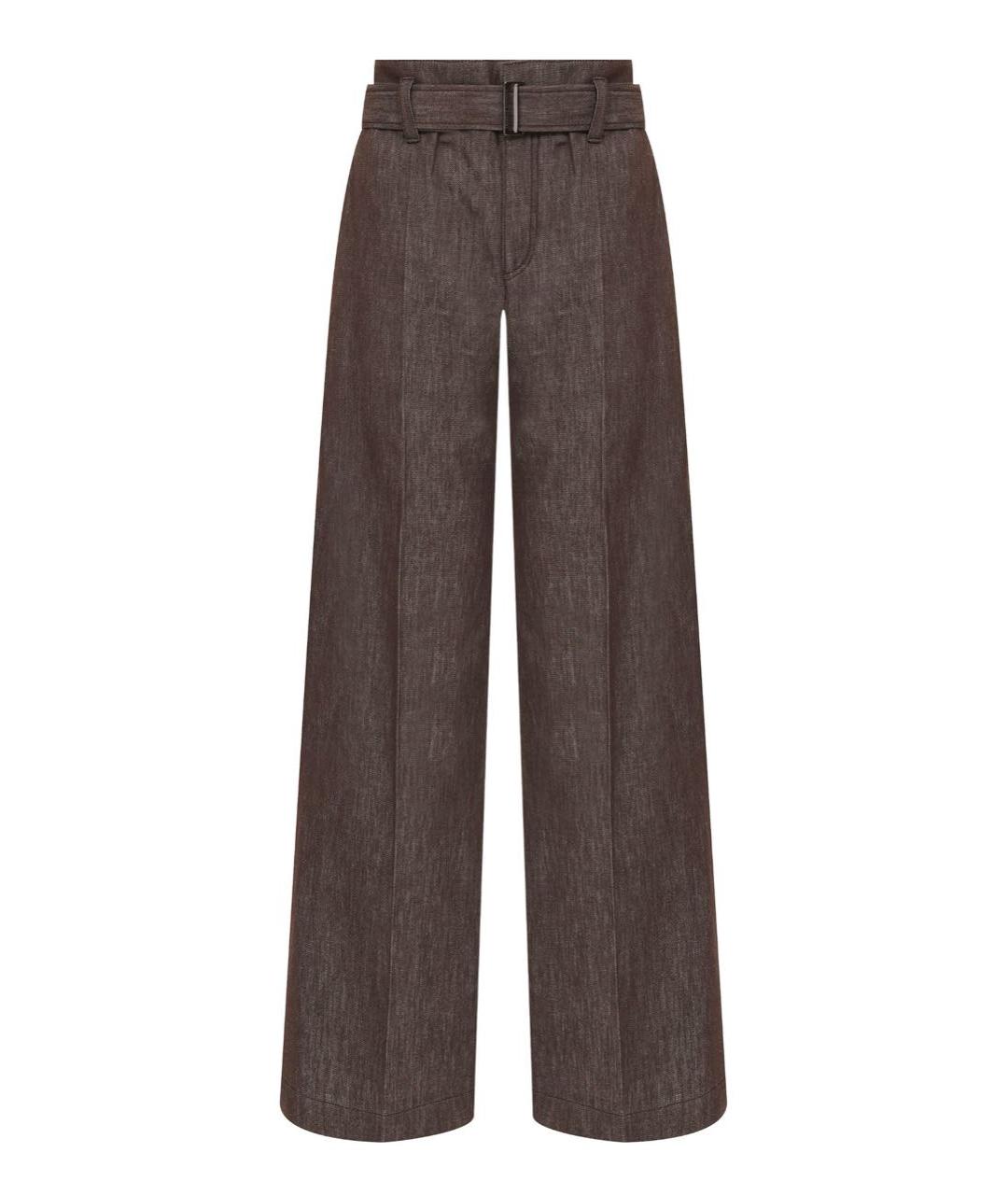 BRUNELLO CUCINELLI Коричневые хлопковые брюки широкие, фото 1