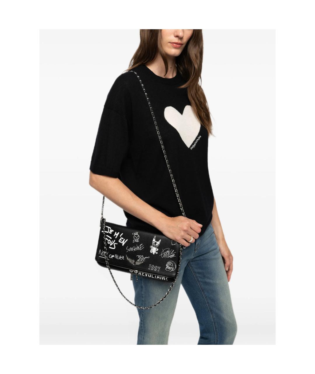 ZADIG & VOLTAIRE Черная кожаная сумка через плечо, фото 4