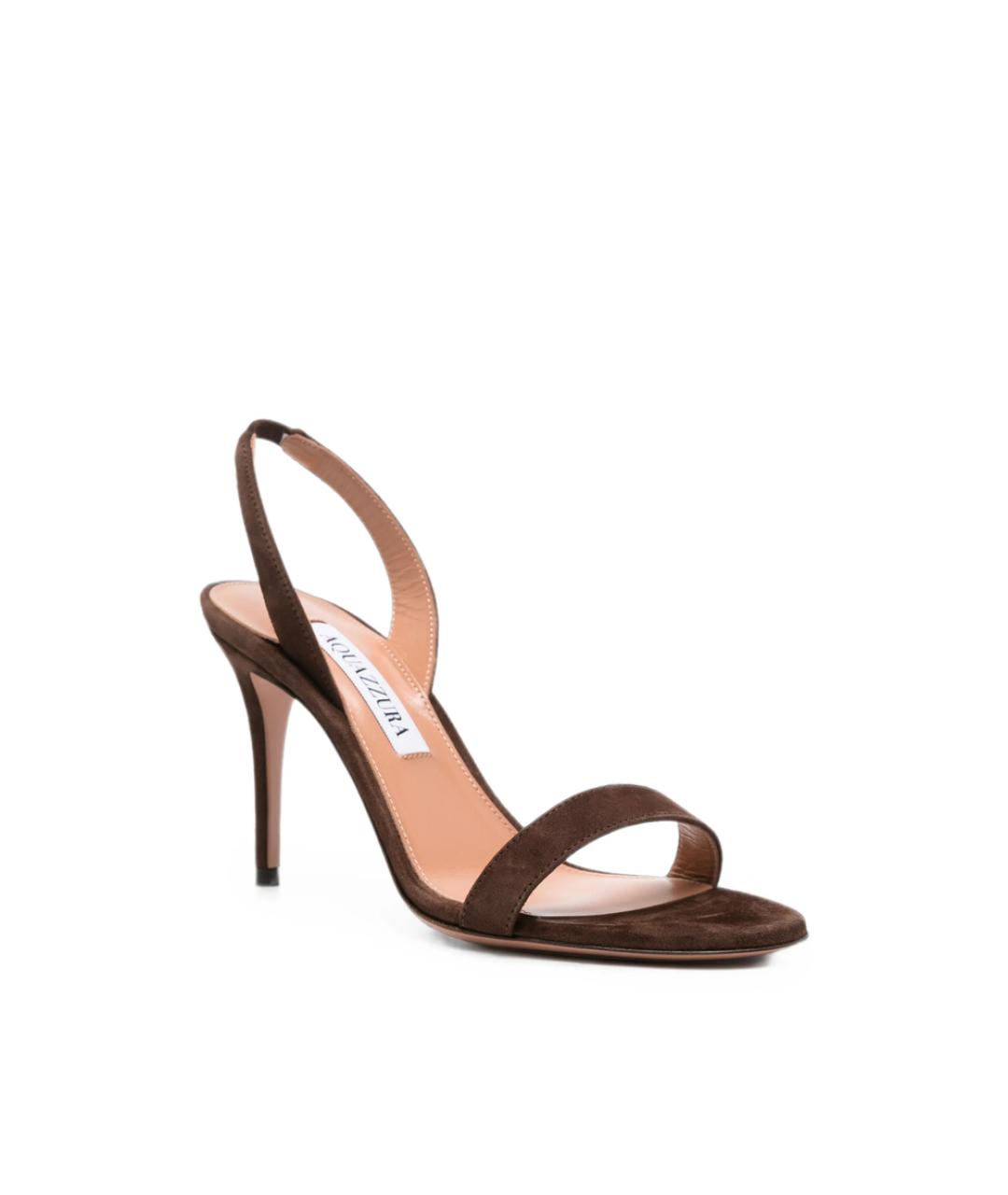 AQUAZZURA Коричневые замшевые босоножки, фото 2