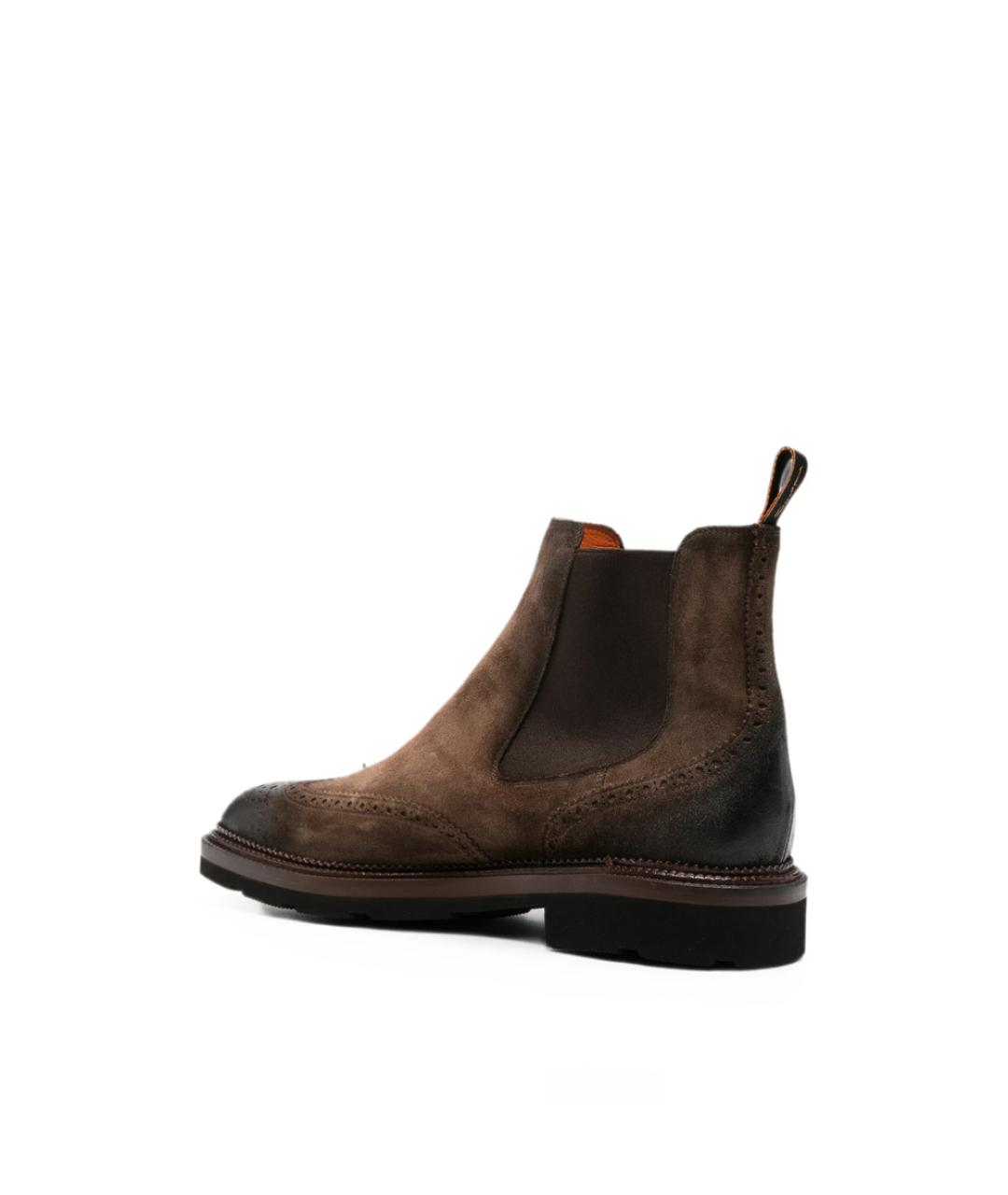 SANTONI Коричневые замшевые высокие ботинки, фото 2