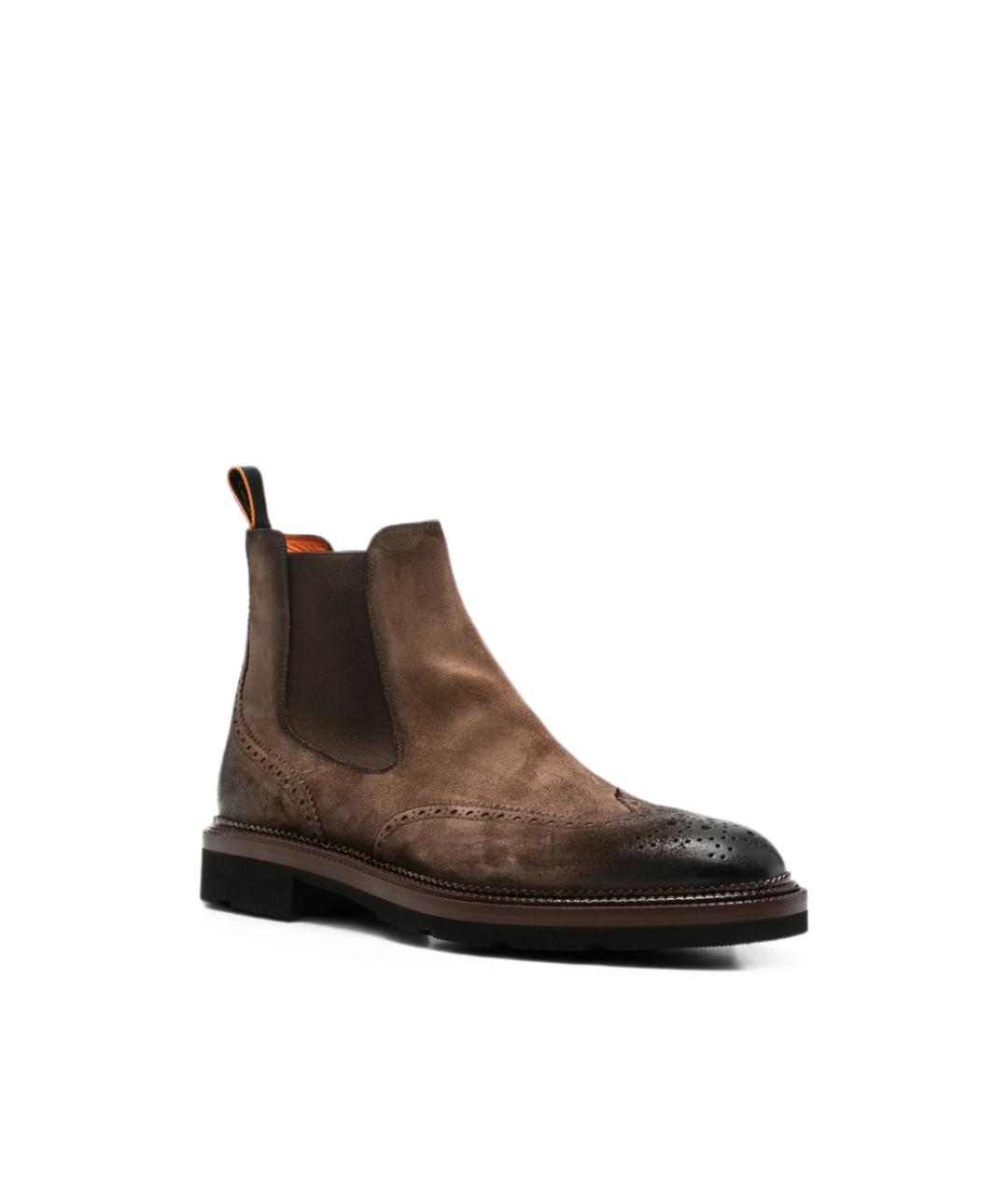 SANTONI Коричневые замшевые высокие ботинки, фото 3