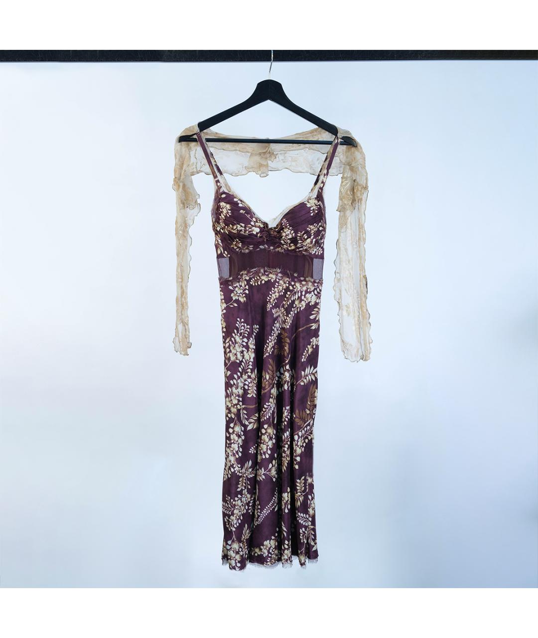 ERMANNO SCERVINO Бордовое шелковое повседневное платье, фото 7