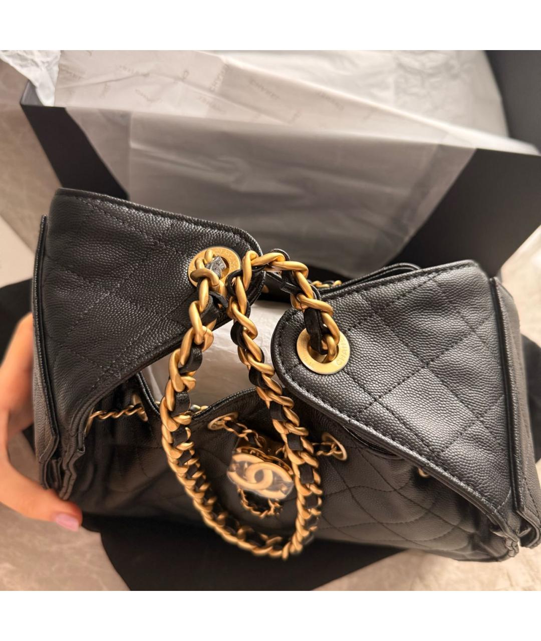 CHANEL Черная кожаная сумка через плечо, фото 4